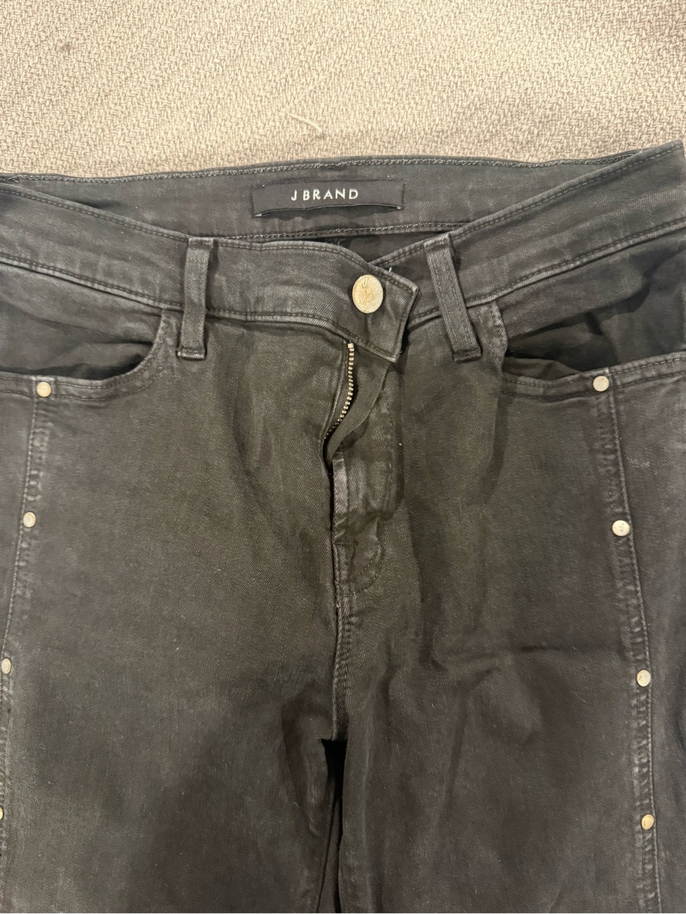J Brand Black Skinny Jeans with Side Stud Detail
